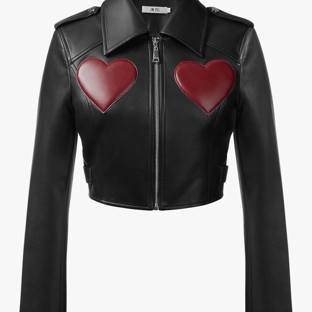JW PEI Women's Sophie Cropped Leather Jacket Size 10 Short